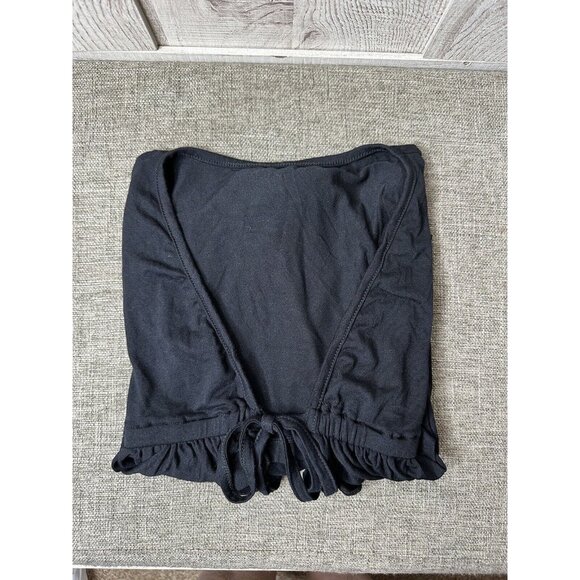 Espiral Tops - AM PM by Espiral Womens M Shrug Tie Front Black Baby Doll Top Boho Cottagecore